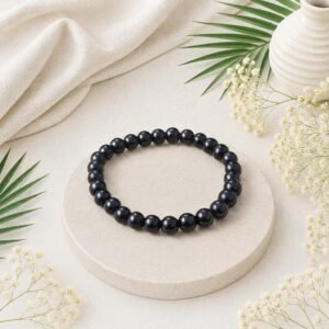 Black Tourmaline Bracelet associated with protection, grounding, Number 4 and Number 8